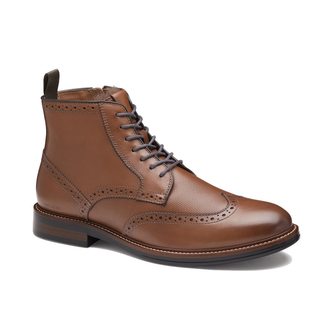 JOHNSTON & MURPHY XC+ DURHAM EMBOSSED WINGTIP LINED WATERPOOF BOOT COGNAC - MENS