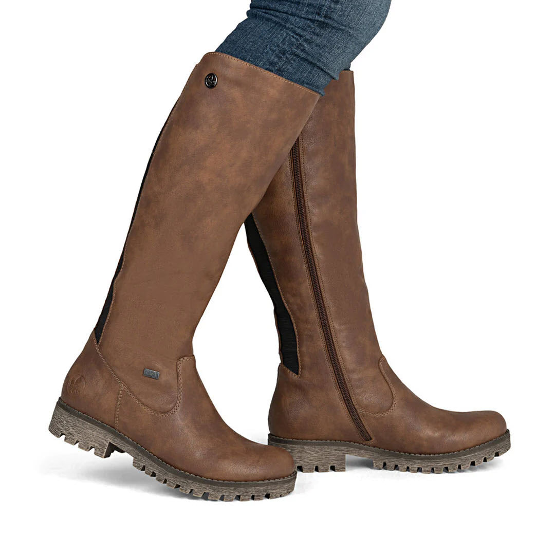 RIEKER LUG SOLE TALL SHAFT BOOT TAN - WOMENS
