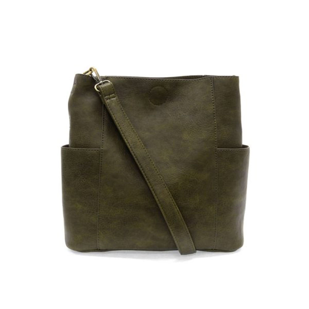 JOY SUSAN KAYLEIGH SIDE POCKET BUCKET BAG DARK OLIVE