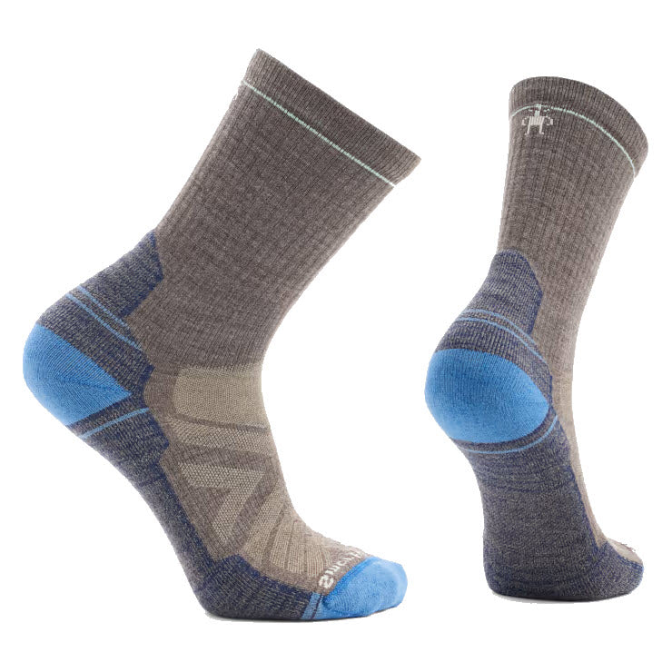 SMARTWOOL HIKE LIGHT CREW SOCKS TAUPE LAGUNA BLUE - MENS