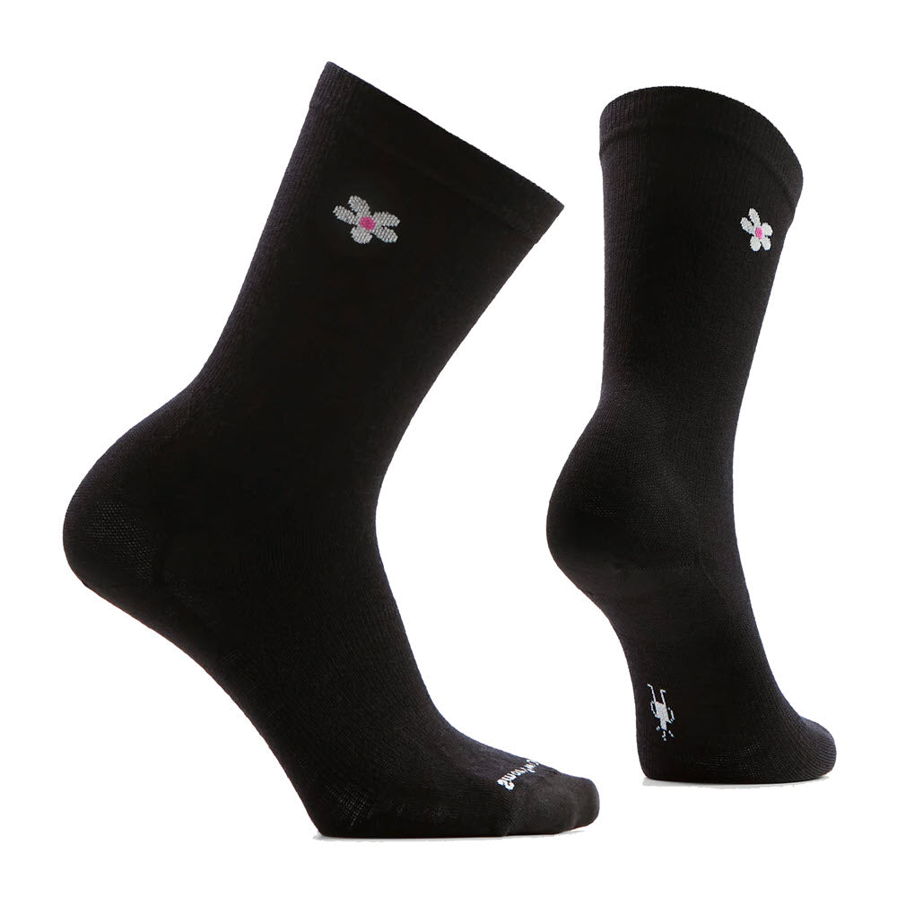 SMARTWOOL GROOVY BLOOM CREW SOCKS BLACK - WOMENS