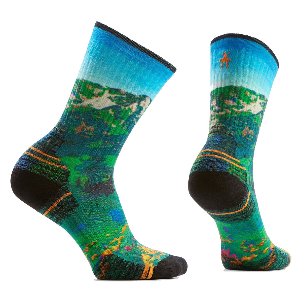 SMARTWOOL TARGETED CUSHION CREW SOCK MOUNTAIN LAKE PRINT - WOMENS
