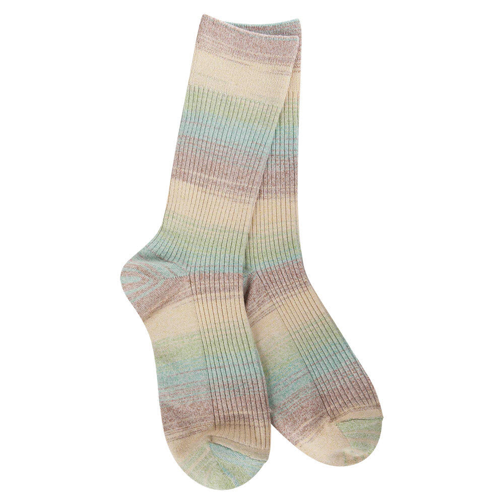 WORLDS SOFTEST OMBRE RUGBY LIGHT CREW SOCKS BLUE RASPBERRY - WOMENS