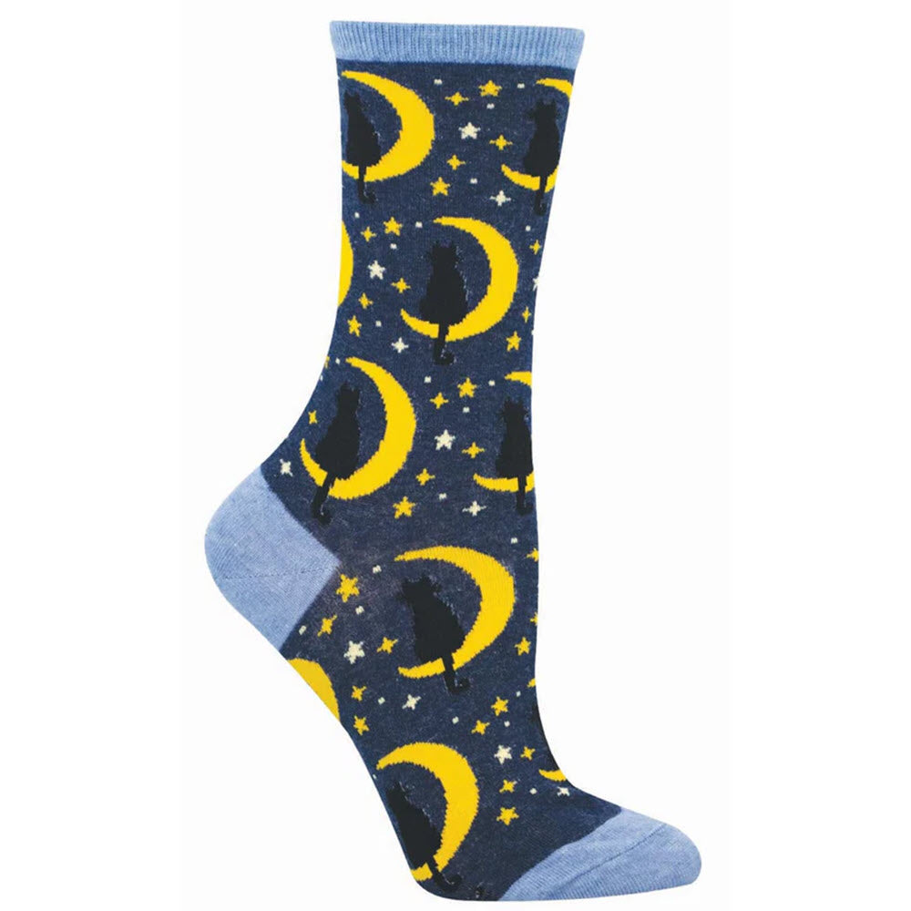 SOCKSMITH LUNAR CAT CREW SOCKS NAVY - WOMENS