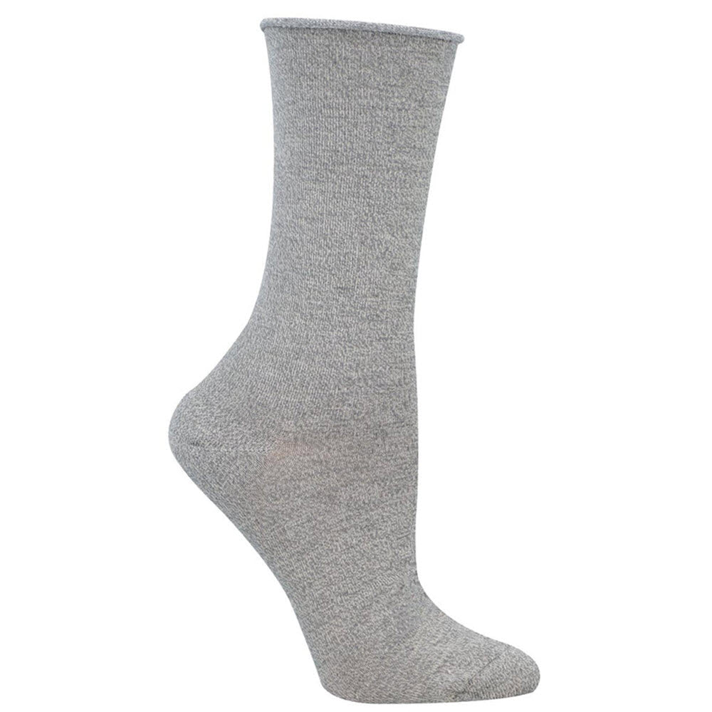 A single light gray sock displayed upright on an invisible foot model, showing a side view against a white background.