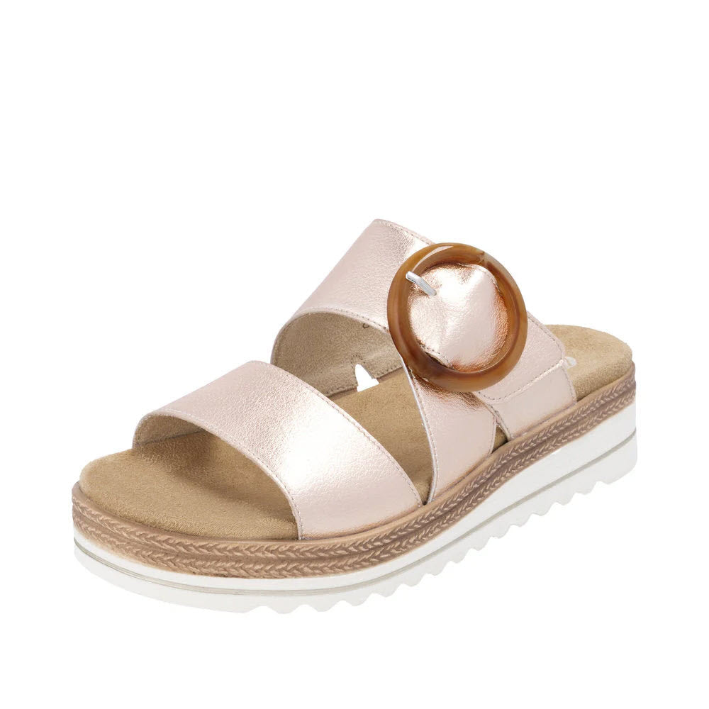 REMONTE TWO STRAP SANDAL REMOVABLE INSOLE METALLIC COPPER - WOMENS