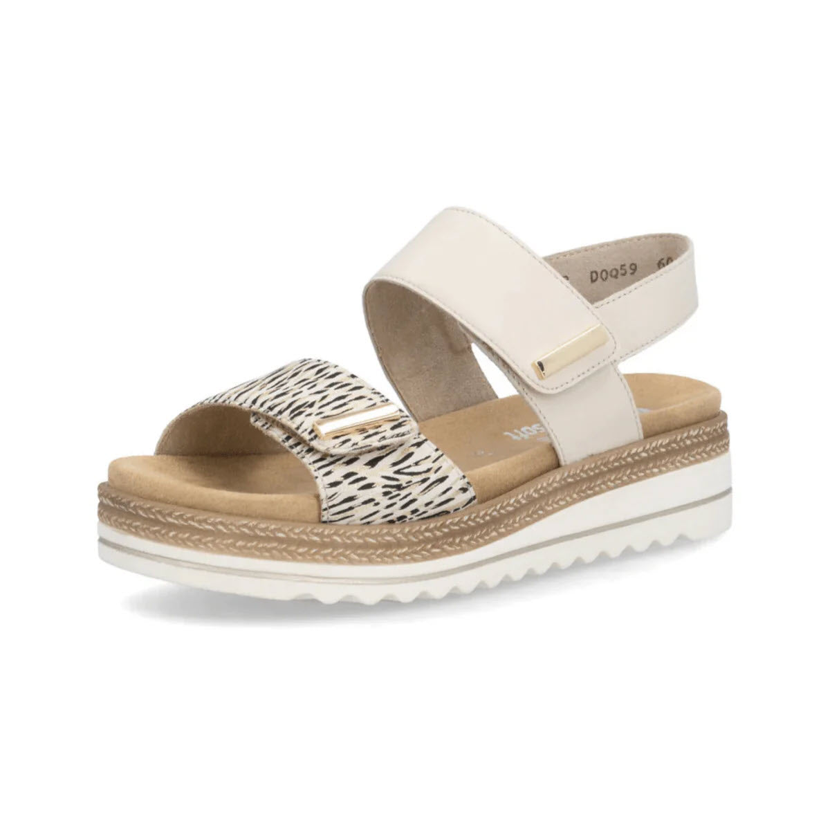 REMONTE BAR BUCKLE QUARTER STRAP SANDAL REMOVABLE INSOLE ZEBRA PRINT - WOMENS