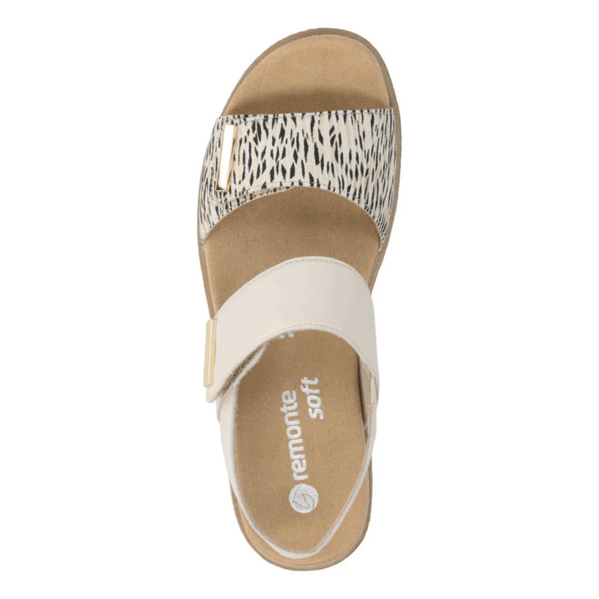 REMONTE BAR BUCKLE QUARTER STRAP SANDAL REMOVABLE INSOLE ZEBRA PRINT - WOMENS