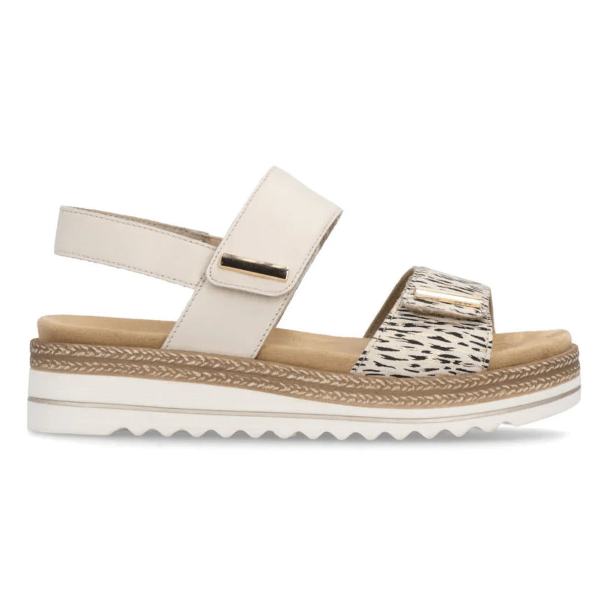 REMONTE BAR BUCKLE QUARTER STRAP SANDAL REMOVABLE INSOLE ZEBRA PRINT - WOMENS