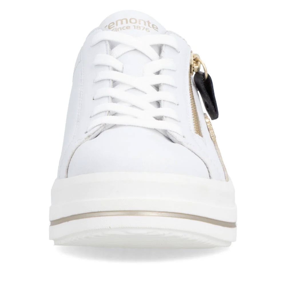 REMONTE SIDE ZIP SNEAKER WHITE GOLD LEOPARD HEEL - WOMENS