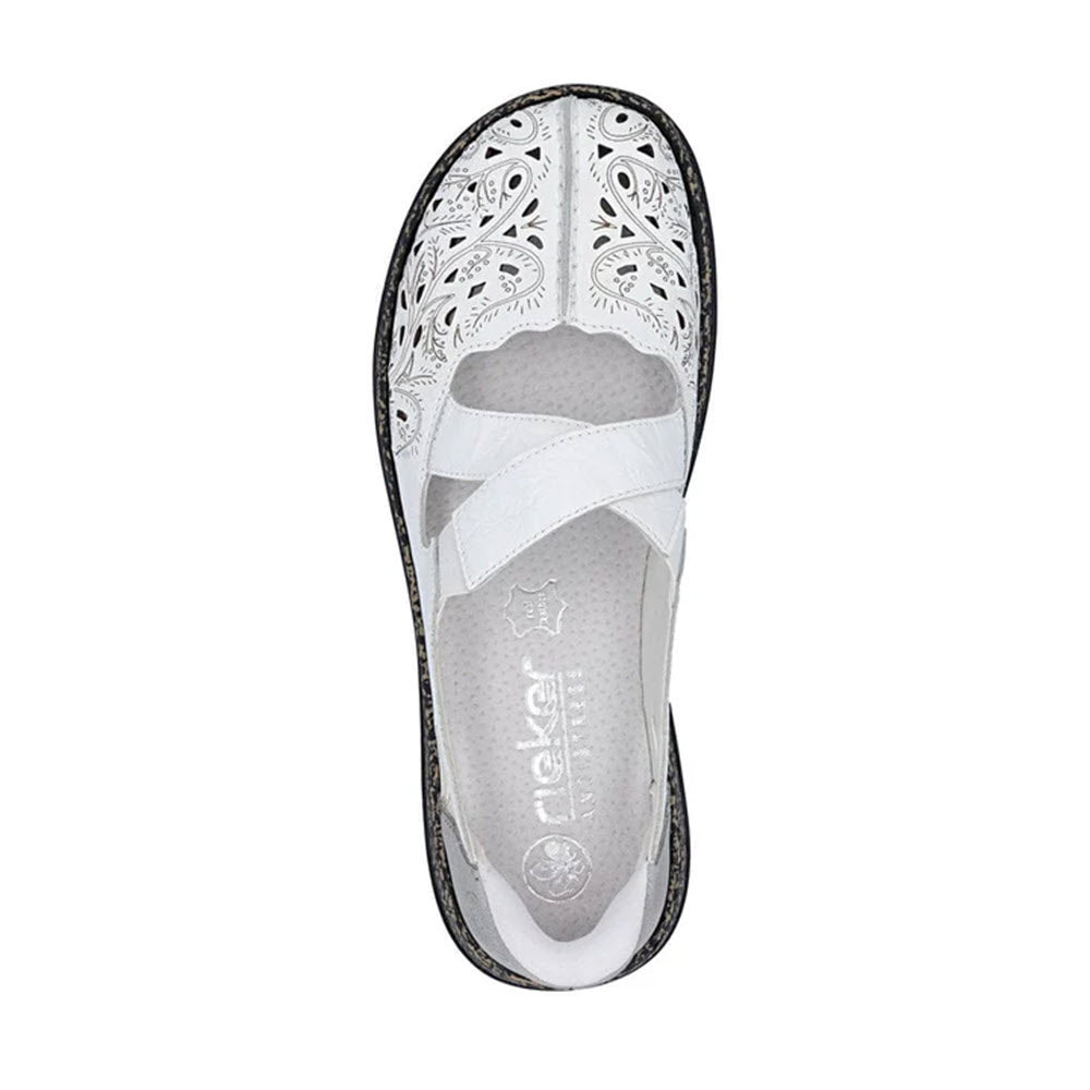 RIEKER CRISS SROSS STRETCH STRAPS MARY JANE CUT OUT WHITE - WOMENS