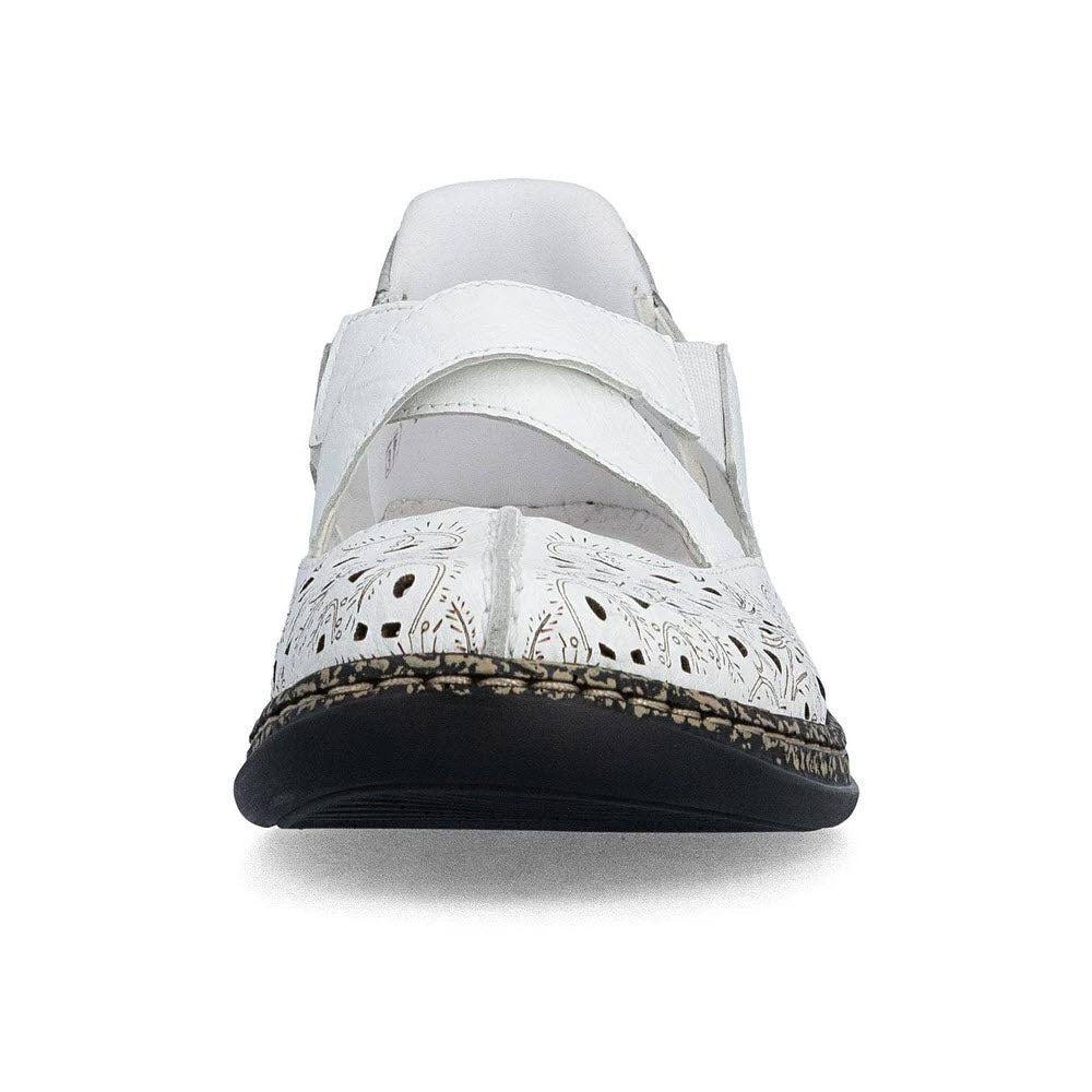 RIEKER CRISS SROSS STRETCH STRAPS MARY JANE CUT OUT WHITE - WOMENS
