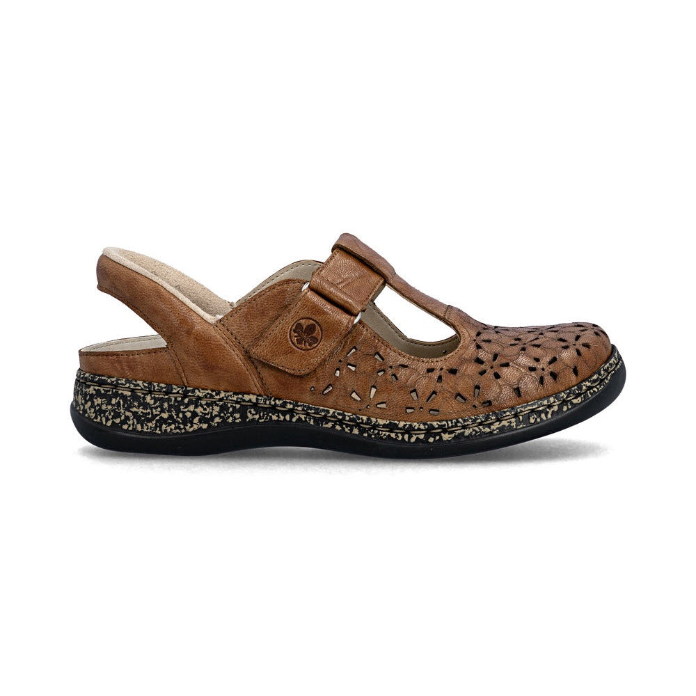 RIEKER ADJUSTABLE T STRAP SLING BACK BROWN - WOMENS