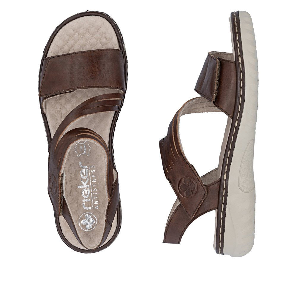 ASSYMETRICAL ADJUSTABLE STRAP SANDAL BROWN - WOMENS