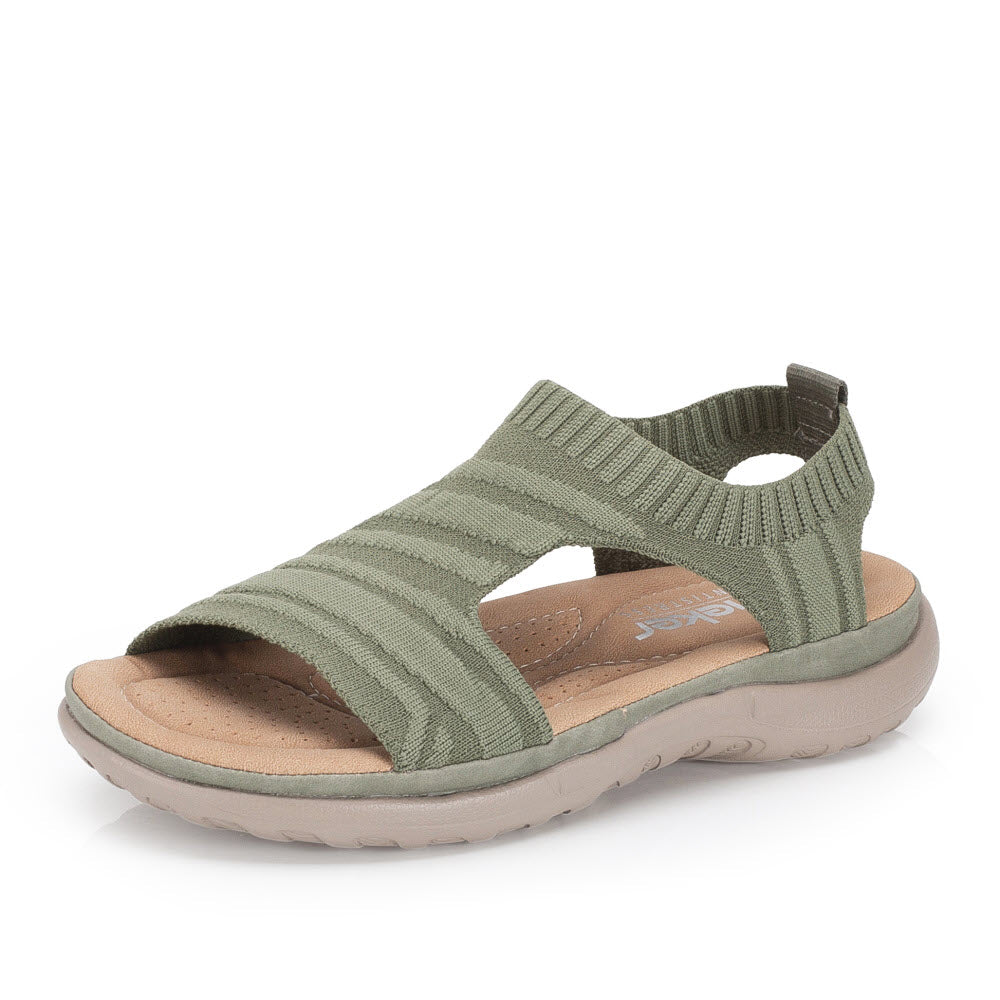 RIEKER STRETCH KNIT SANDAL OLIVE GREEN - WOMENS