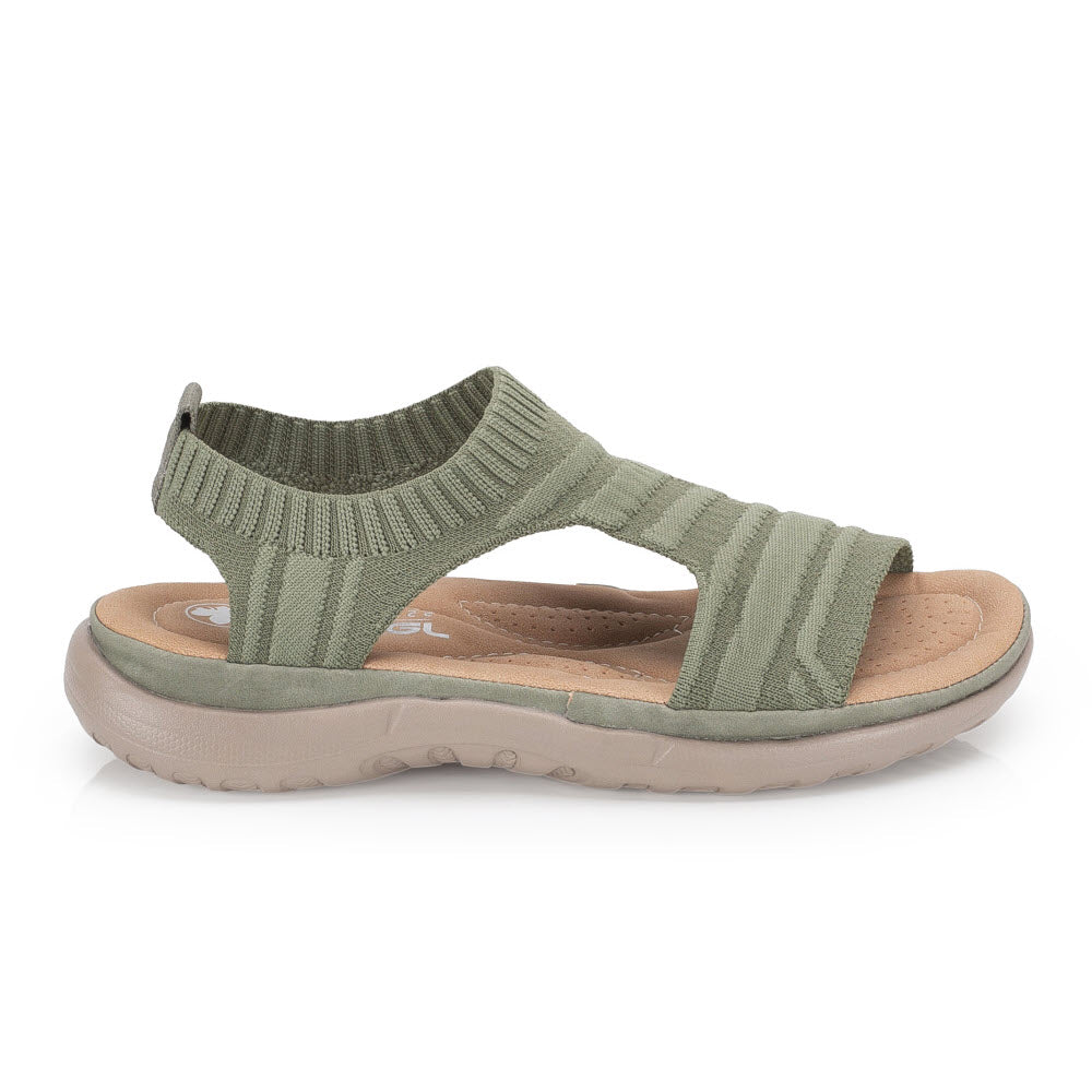 RIEKER STRETCH KNIT SANDAL OLIVE GREEN - WOMENS