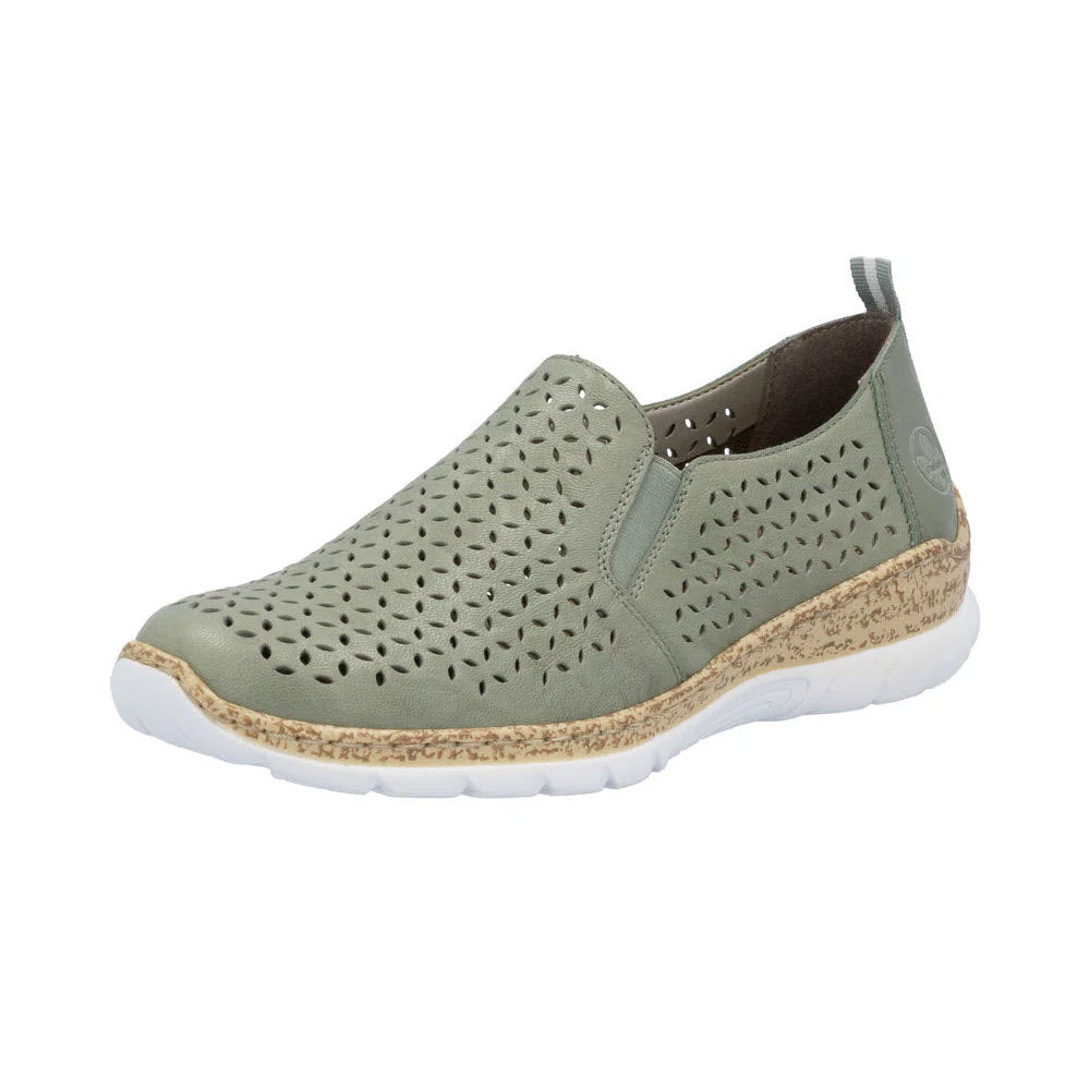 RIEKER PERFORATED DOUBLE GORE SLIP ON MINT - WOMENS
