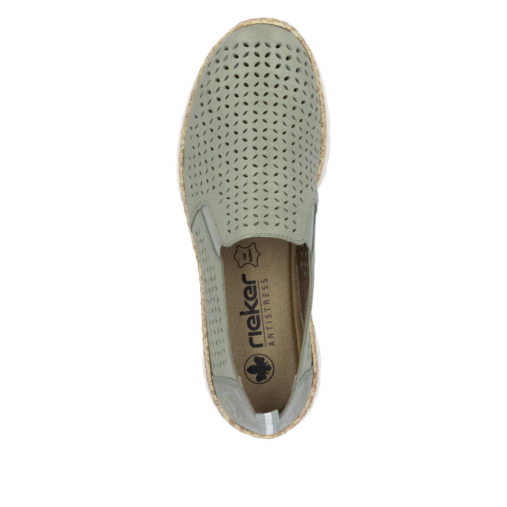 RIEKER PERFORATED DOUBLE GORE SLIP ON MINT - WOMENS
