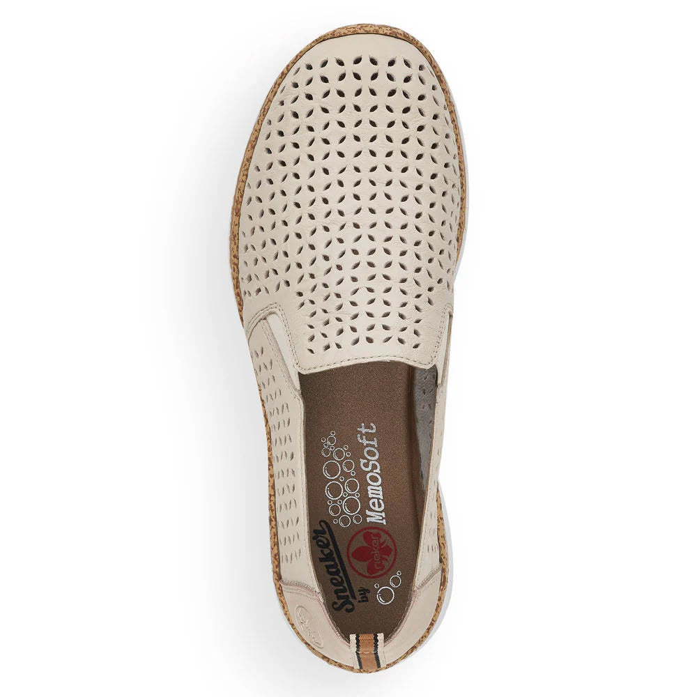 RIEKER PERFORATED DOUBLE GORE SLIP ON TAUPE - WOMENS