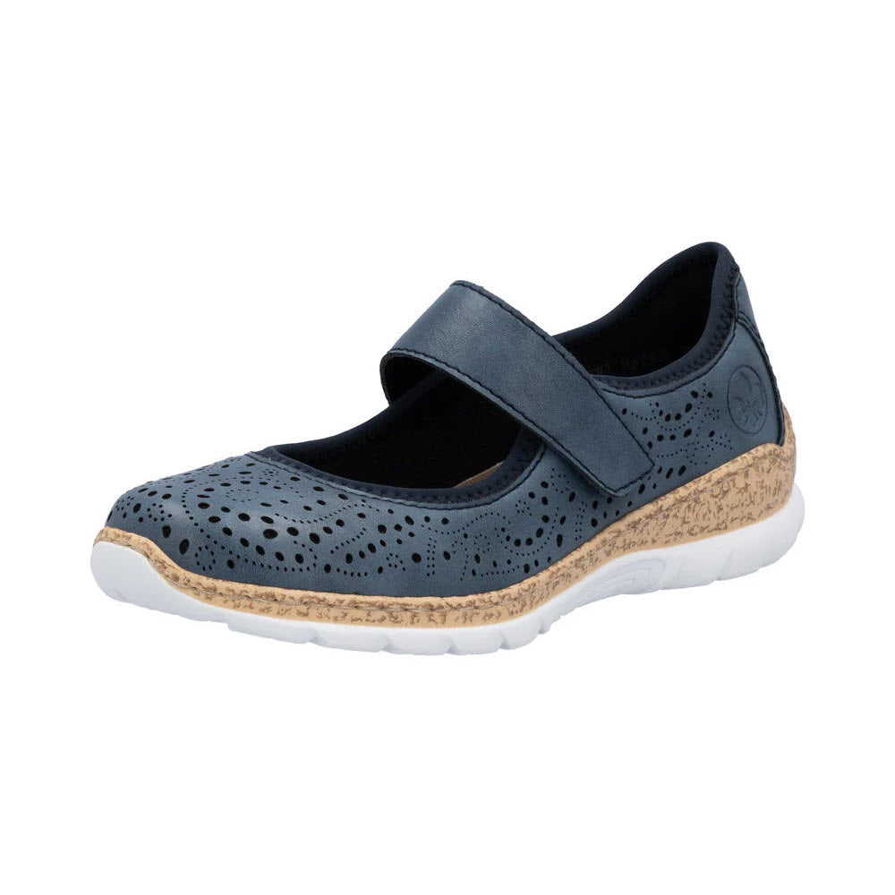 RIEKER PERFORATED MARY JANE NAVY - WOMENS