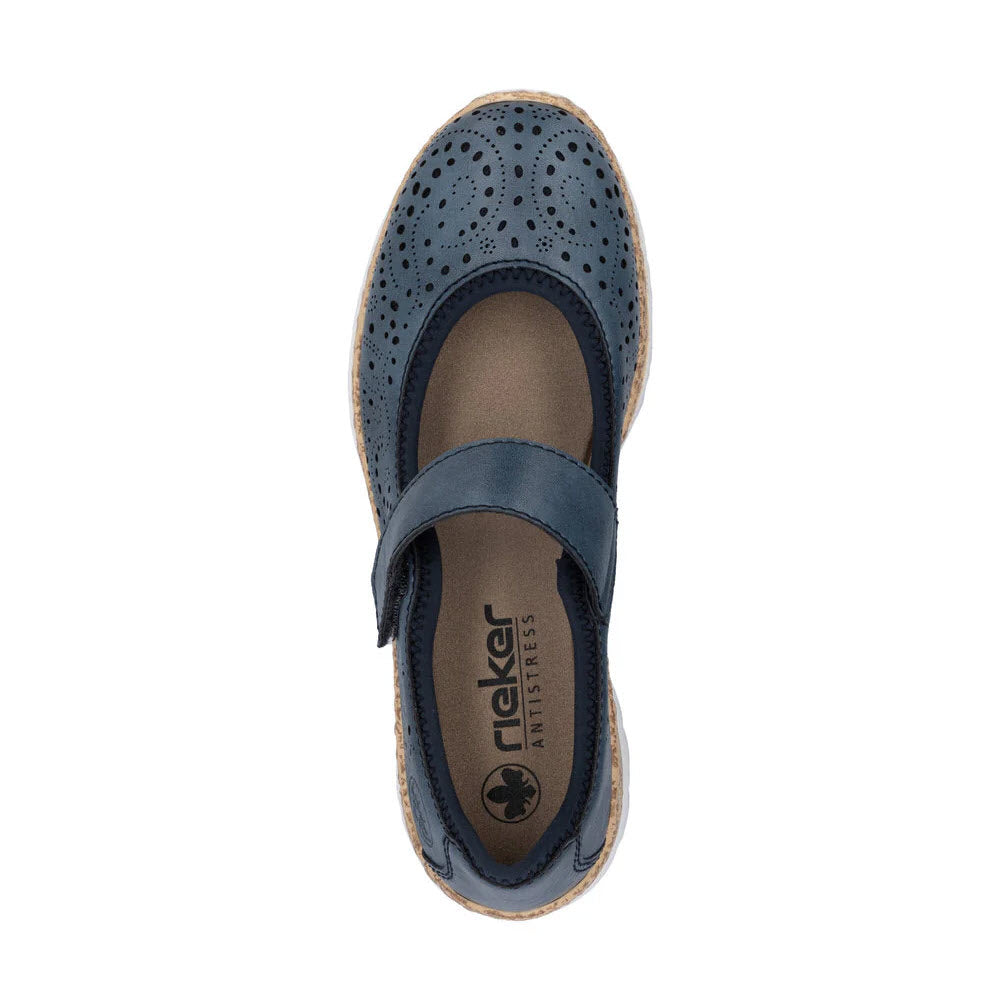 RIEKER PERFORATED MARY JANE NAVY - WOMENS