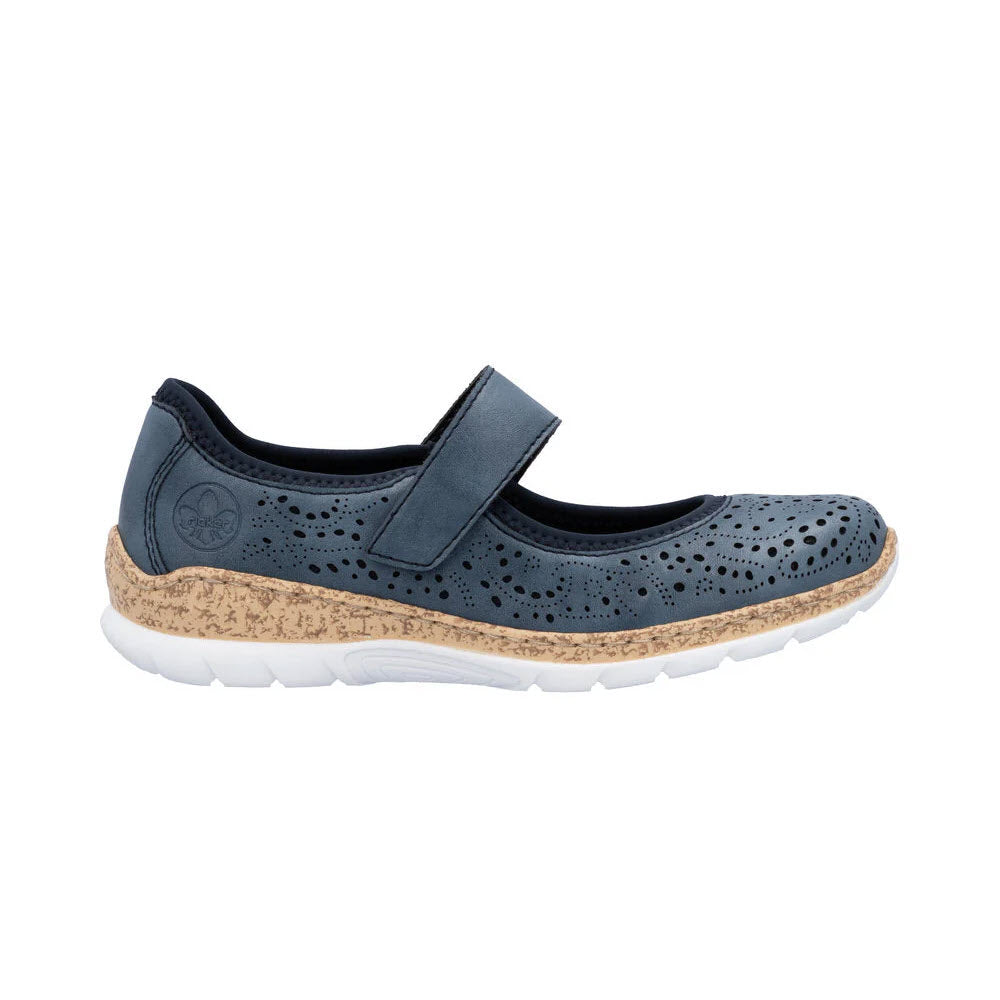 RIEKER PERFORATED MARY JANE NAVY - WOMENS