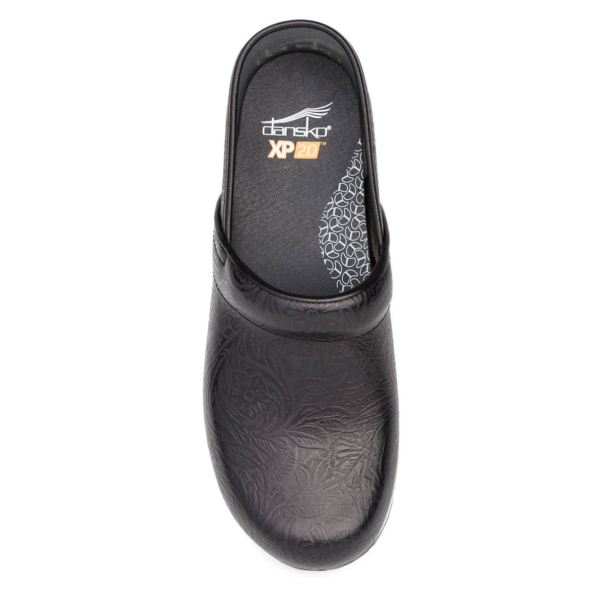 DANSKO XP 2.0 BLACK FLORAL TOOLED CLOG - WOMENS