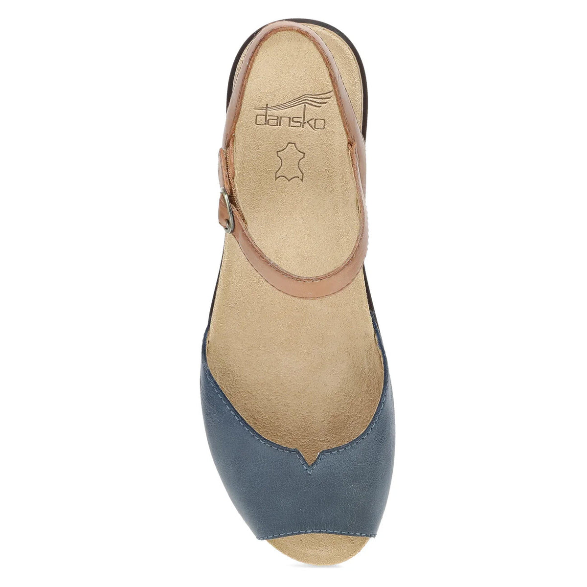 DANSKO CASS PEEP TOE SANDAL BLUE/TAN - WOMENS