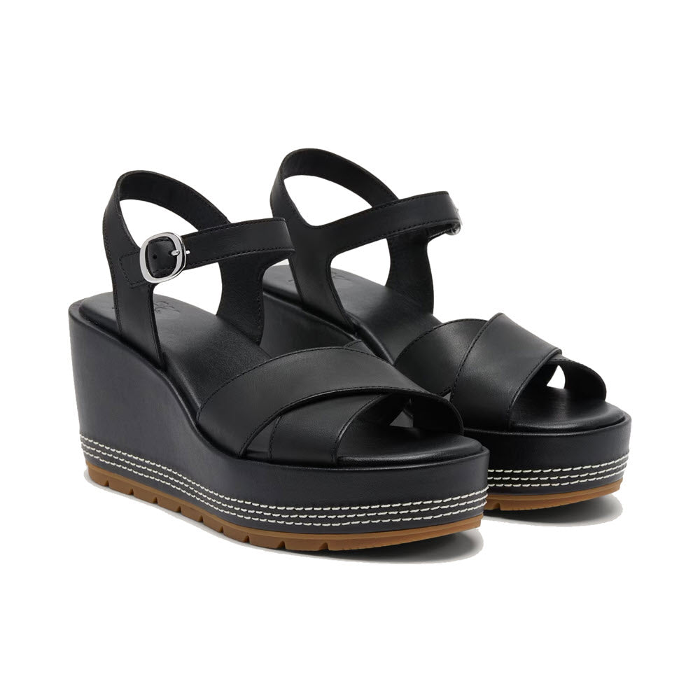 SOREL SUNPEAK WEDGE ANKLE STRAP BLACK - WOMENS
