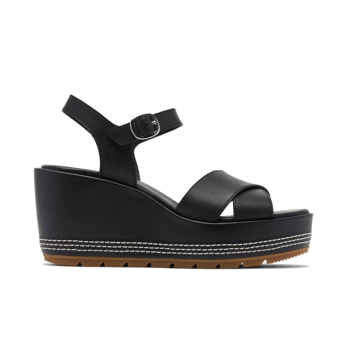 SOREL SUNPEAK WEDGE ANKLE STRAP BLACK - WOMENS
