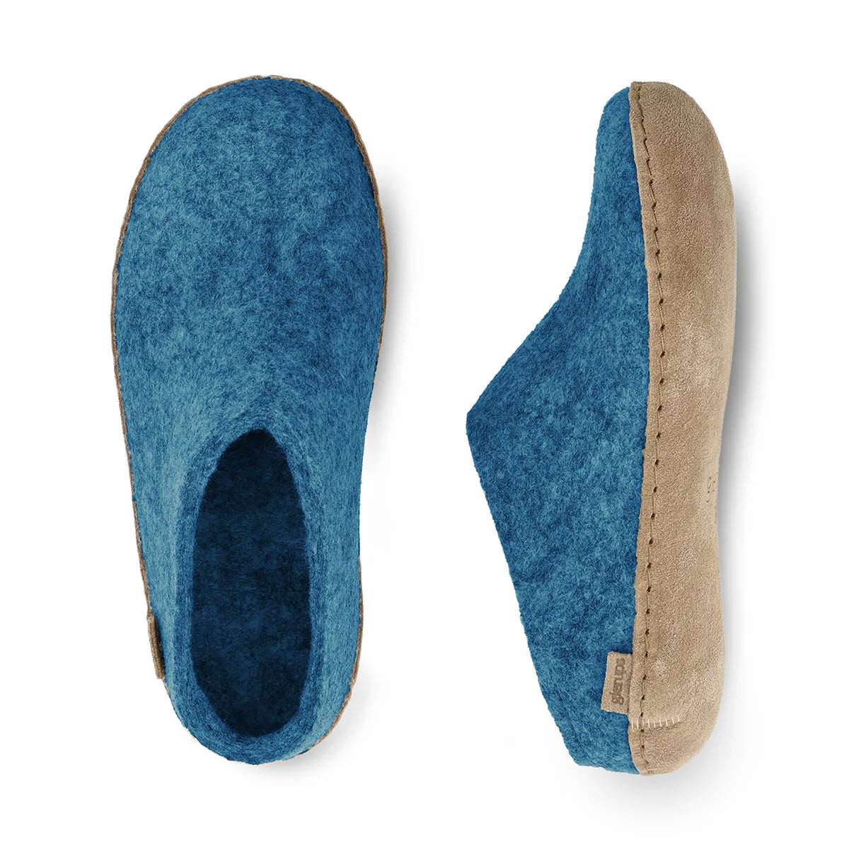 GLERUPS SLIP-ON LEATHER SOLE PETROL - WOMENS