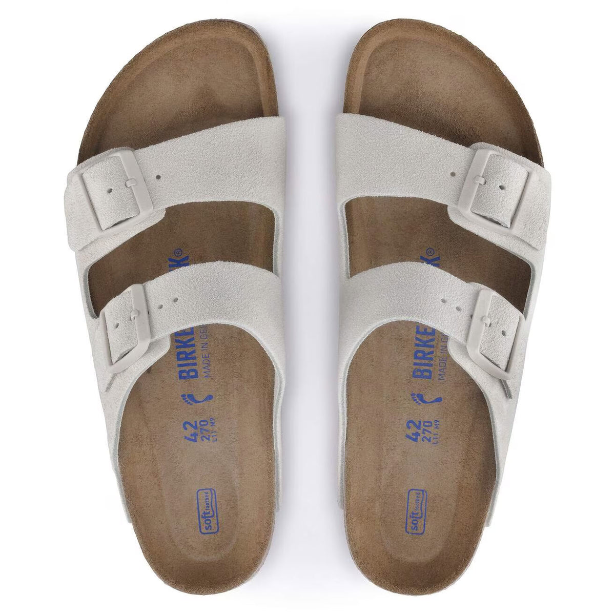 BIRKENSTOCK ARIZONA SOFT FOOTBED SUEDE ANTIQUE WHITE - WOMENS