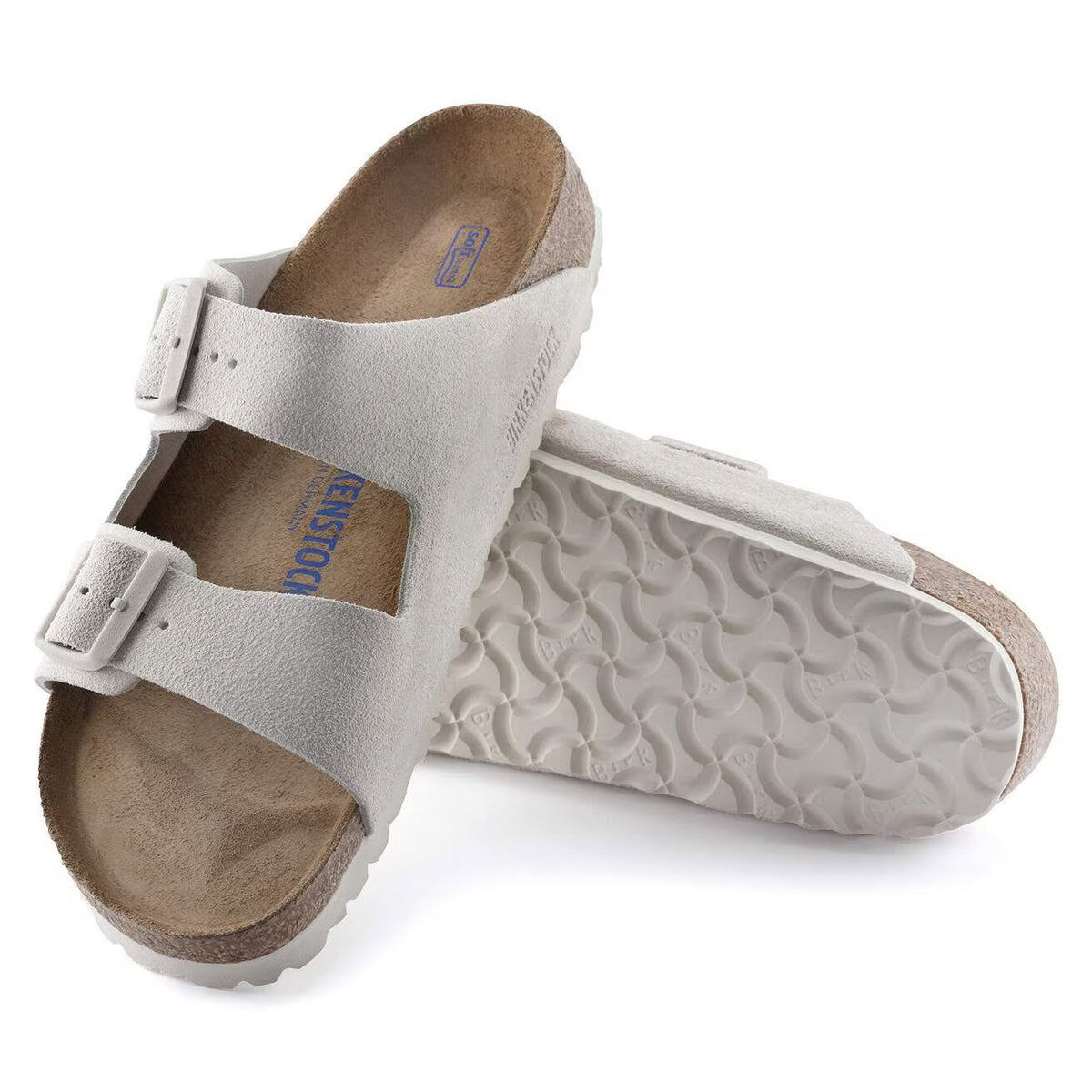 BIRKENSTOCK ARIZONA SOFT FOOTBED SUEDE ANTIQUE WHITE - WOMENS
