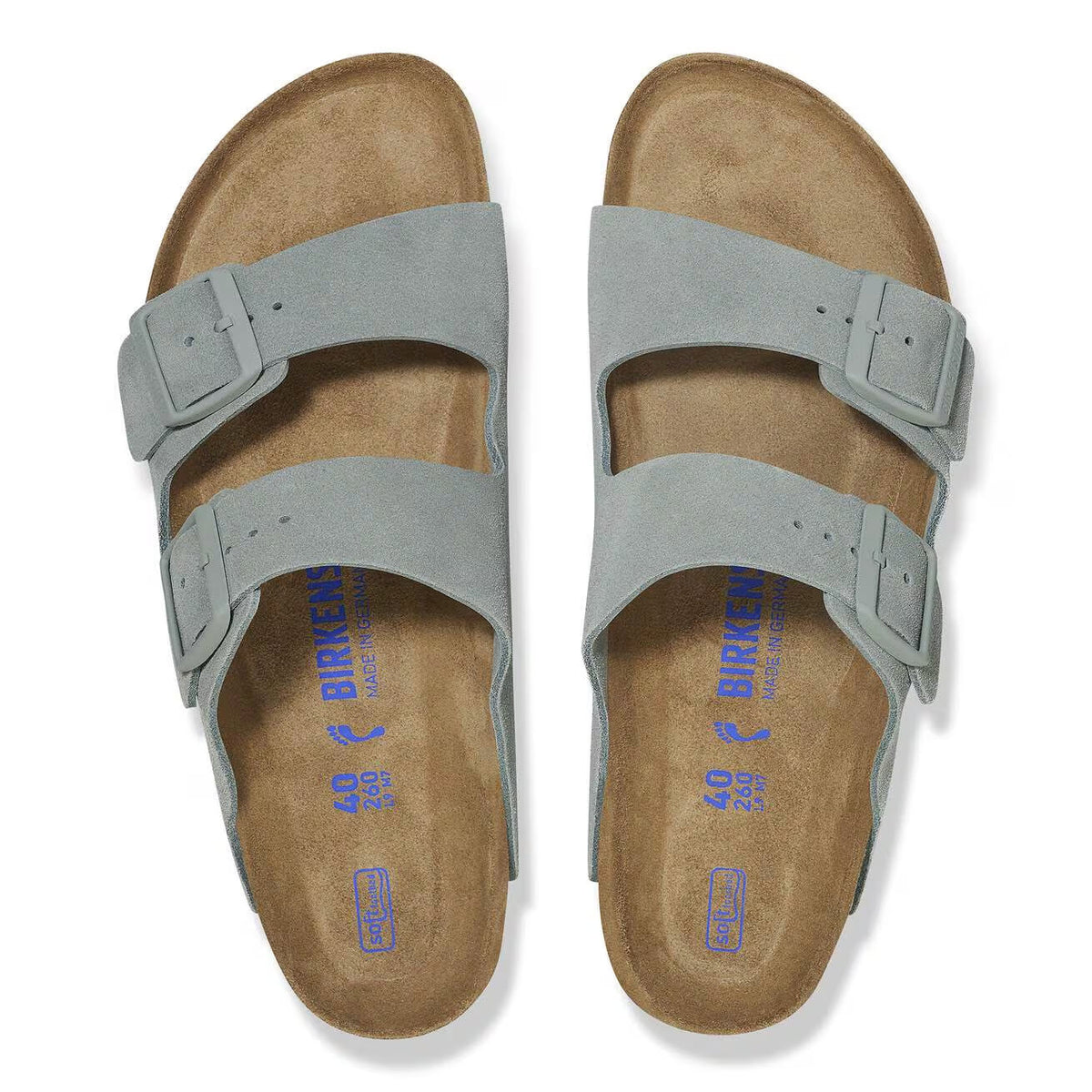 BIRKENSTOCK ARIZONA SOFT FOOTBED SUEDE PURE SAGE - WOMENS
