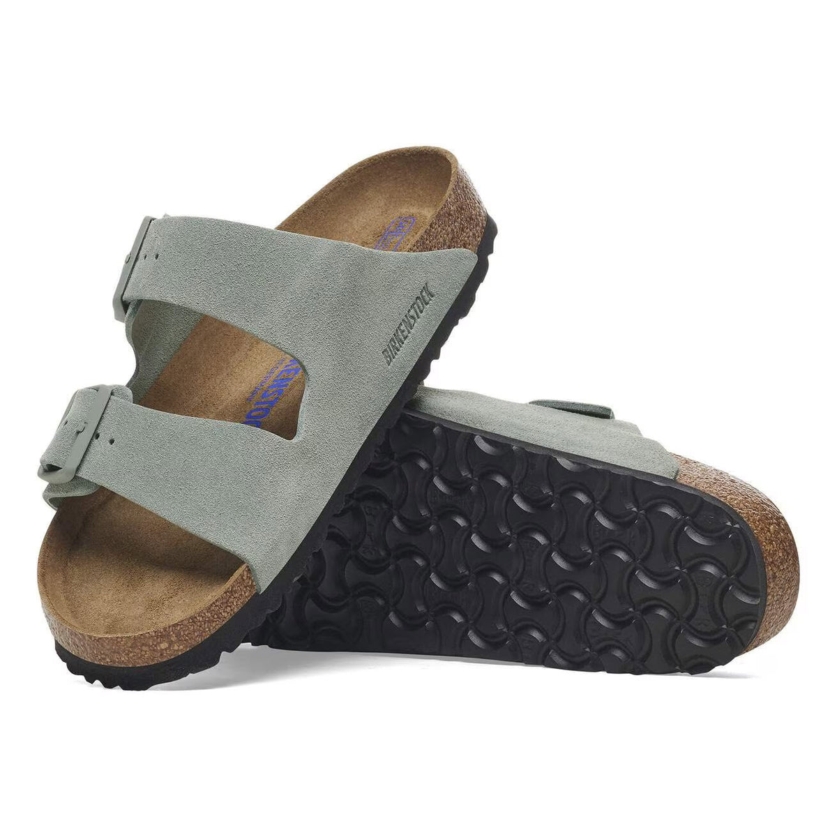 BIRKENSTOCK ARIZONA SOFT FOOTBED SUEDE PURE SAGE - WOMENS