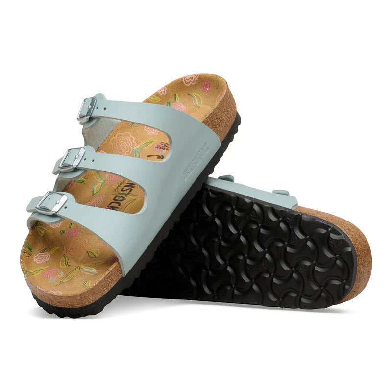 BIRKENSTOCK FLORIDA BIRKOFLOR FLOWERS PURE SAGE - WOMENS