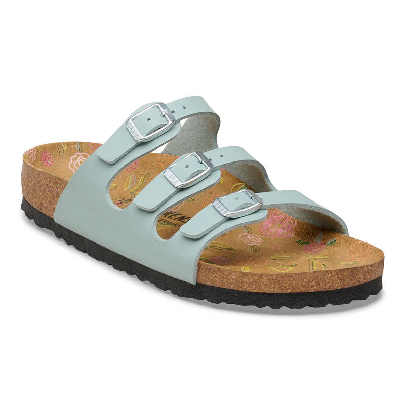 BIRKENSTOCK FLORIDA BIRKOFLOR FLOWERS PURE SAGE - WOMENS