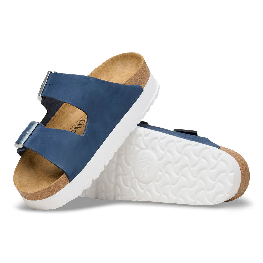 BIRKENSTOCK ARIZONA FLEX PLATFORM NAVY WHITE - WOMENS