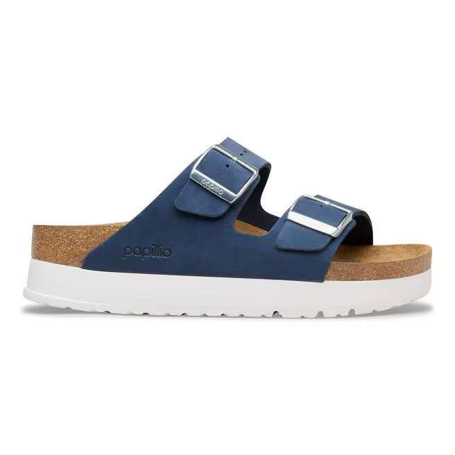 BIRKENSTOCK ARIZONA FLEX PLATFORM NAVY WHITE - WOMENS