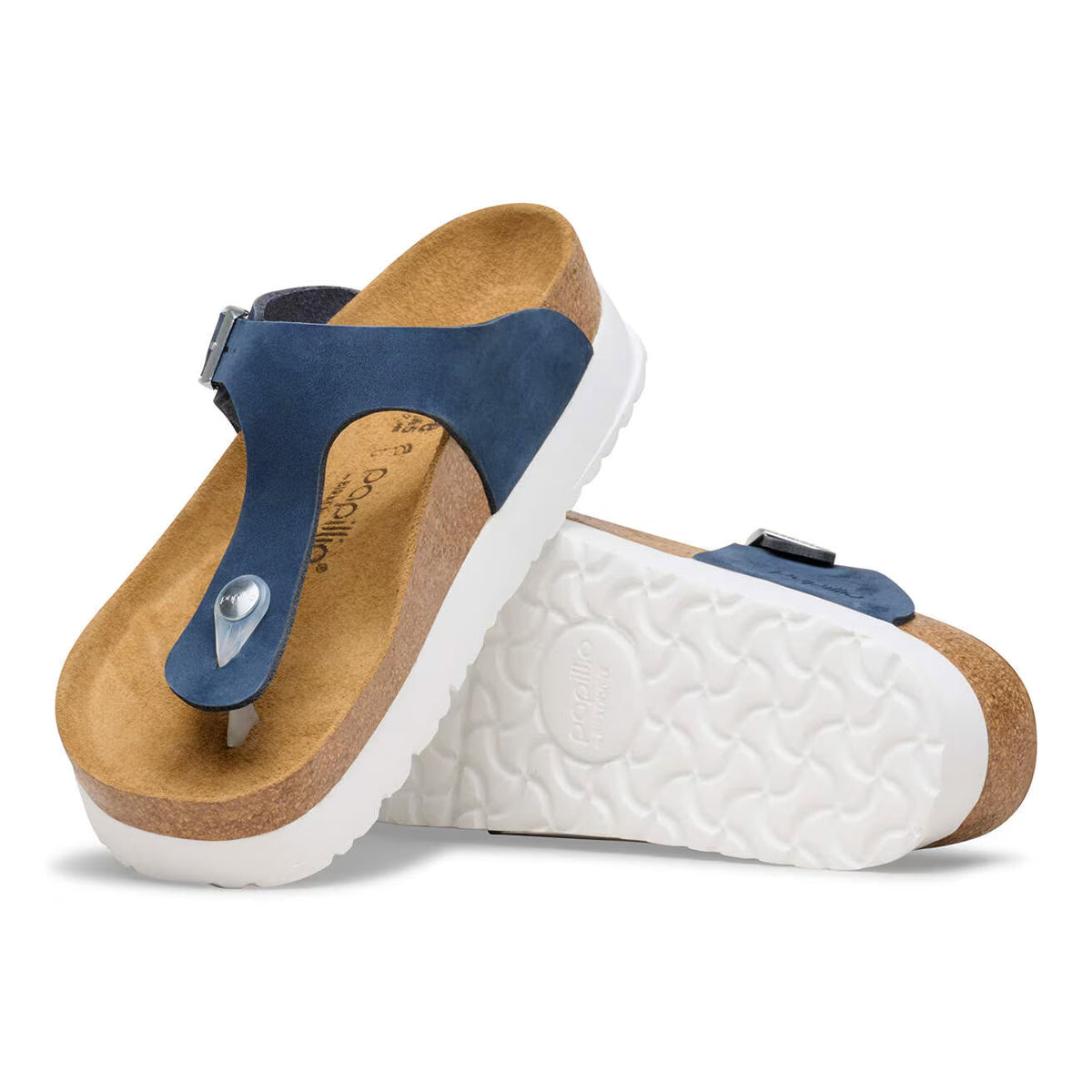 BIRKENSTOCK GIZEH FLEX PLATFORM NAVY WHITE - WOMENS