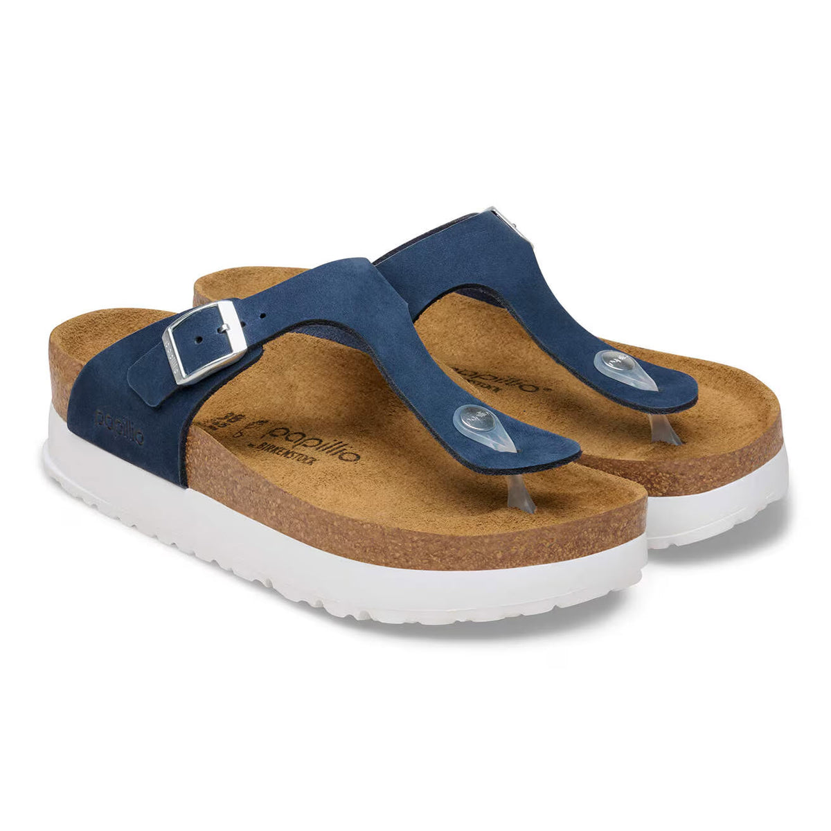 BIRKENSTOCK GIZEH FLEX PLATFORM NAVY WHITE - WOMENS