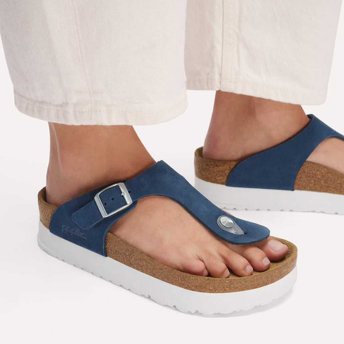 BIRKENSTOCK GIZEH FLEX PLATFORM NAVY WHITE - WOMENS