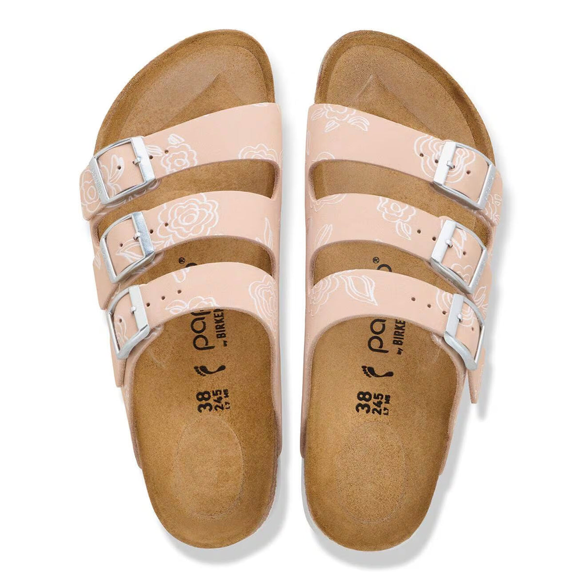 BIRKENSTOCK FLORIDA III FLEX PLATFORM FLOWERS OYSTER - WOMENS