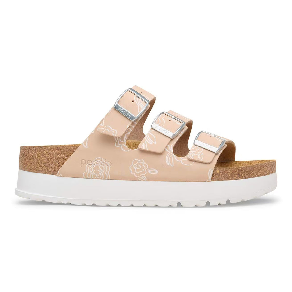 BIRKENSTOCK FLORIDA III FLEX PLATFORM FLOWERS OYSTER - WOMENS