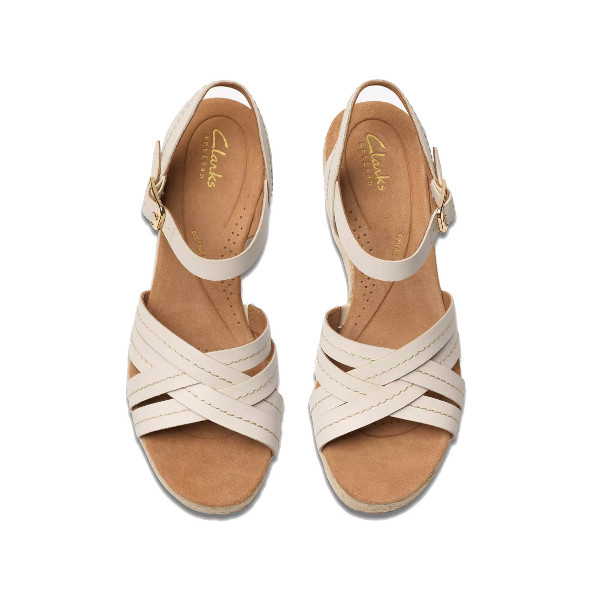 CLARKS SABINA STRAP SANDAL CREAM LEATHER - WOMENS