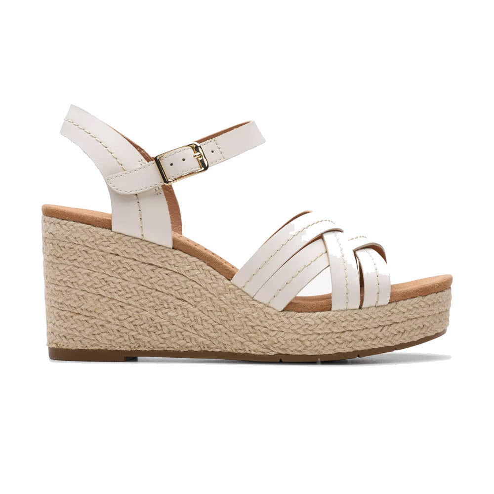 CLARKS SABINA STRAP SANDAL CREAM LEATHER - WOMENS