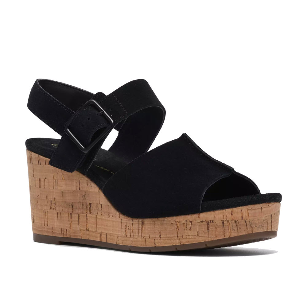 CLARKS SABINA DREAM SANDAL BLACK SUEDE - WOMENS