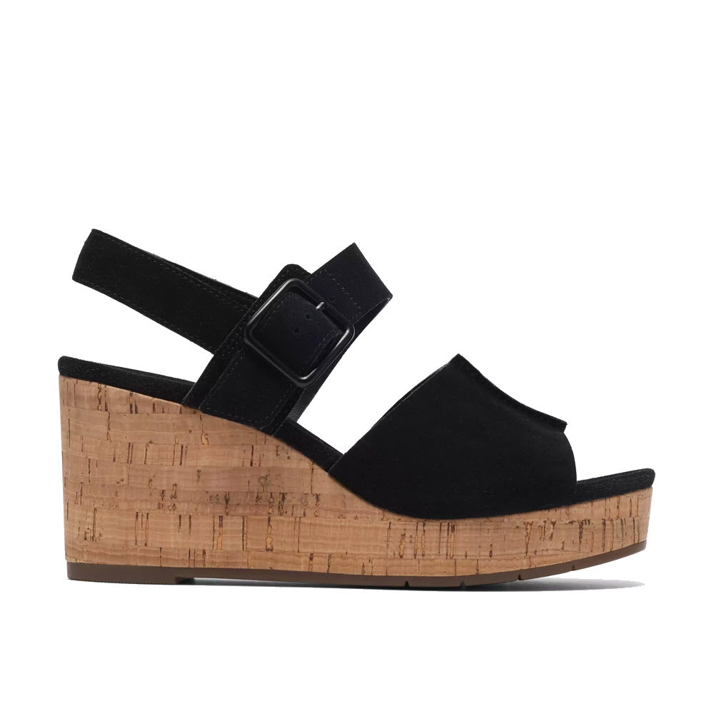 CLARKS SABINA DREAM SANDAL BLACK SUEDE - WOMENS