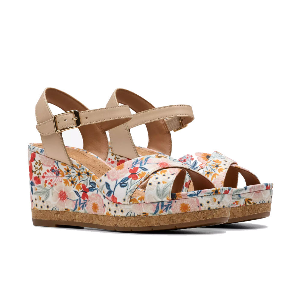 CLARKS CHICLY FLORAL SANDAL WHITE FLORAL - WOMENS