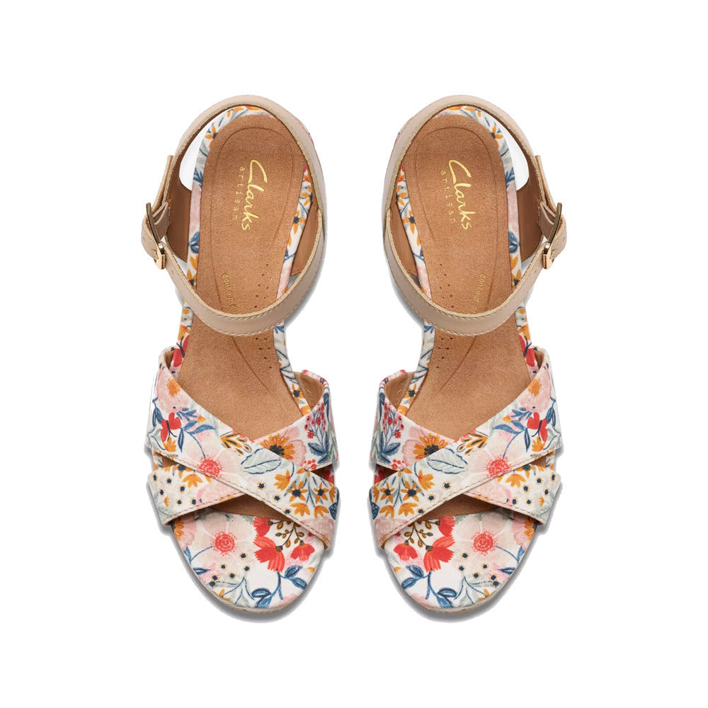 CLARKS CHICLY FLORAL SANDAL WHITE FLORAL - WOMENS